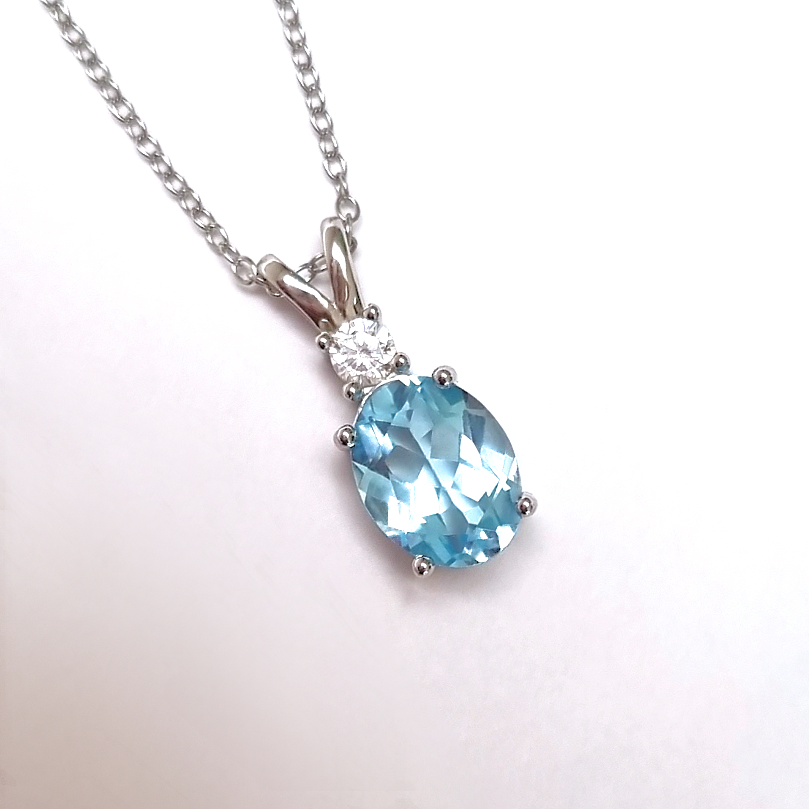 Blue topaz pendant necklace in sterling silver main image