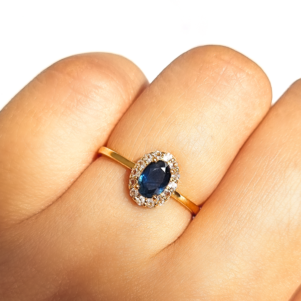 Blue sapphire ring in 18k gold vermeil product image
