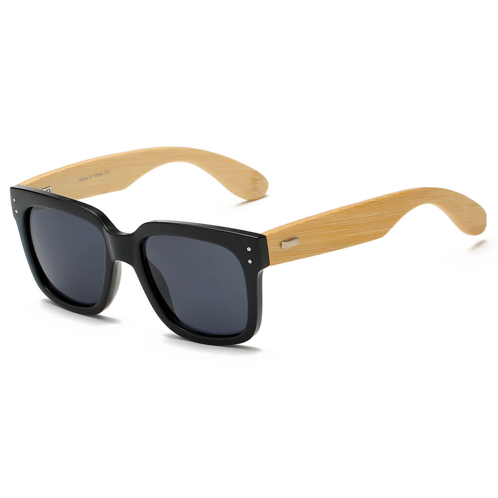 Kenike Medford black retro square fashion sunglasses front view