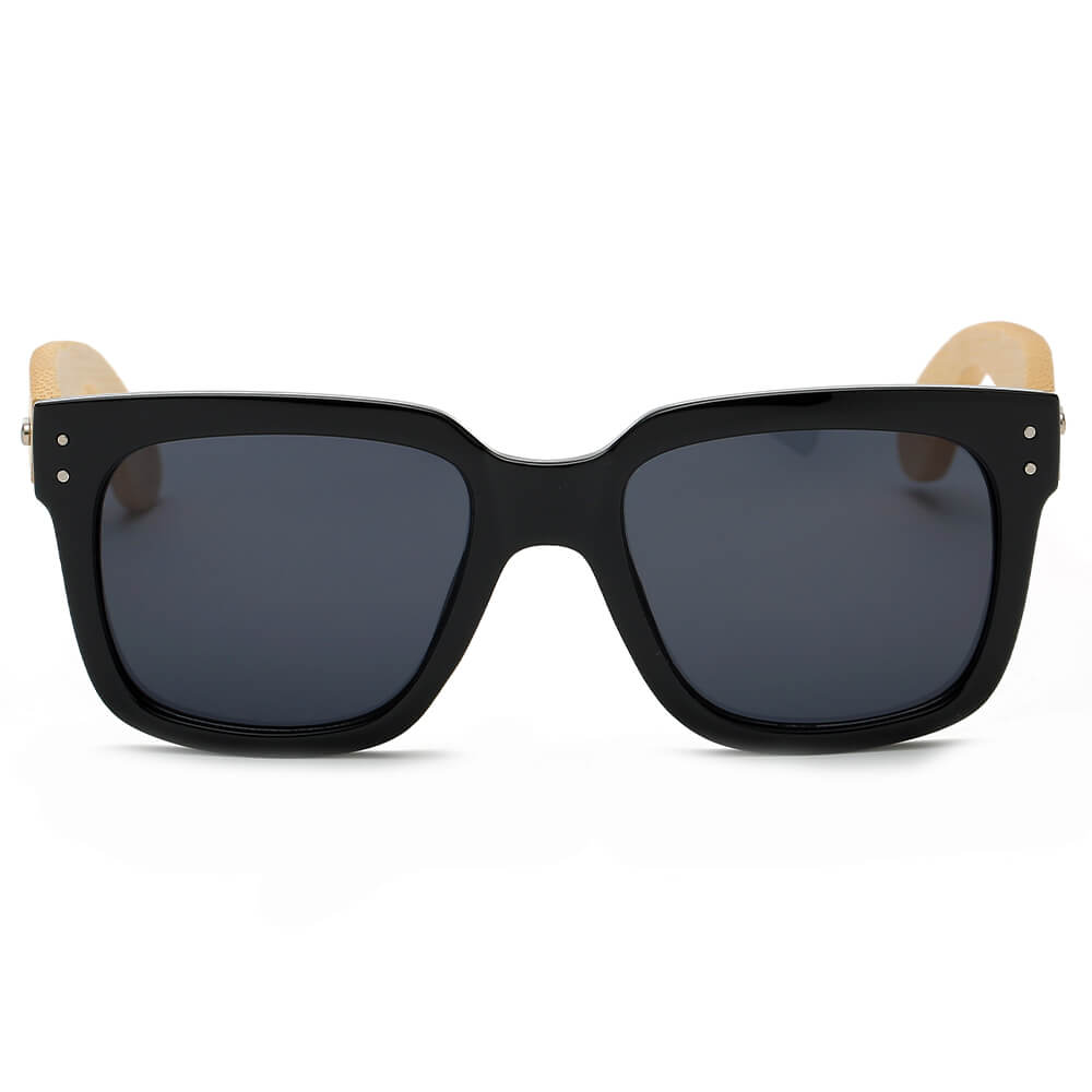 Kenike Medford black retro square sunglasses side view