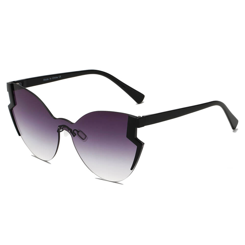 Kenike Decatur black oversized cat eye sunglasses front view