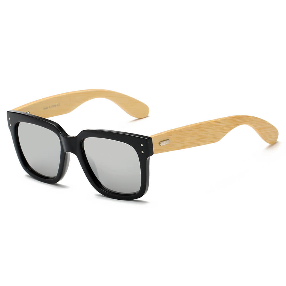 Kenike Medford grey retro square fashion sunglasses front view