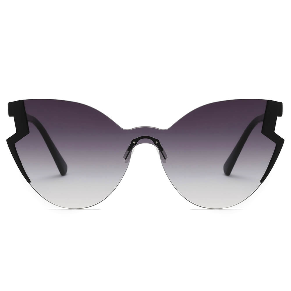 Kenike Decatur black oversized cat eye sunglasses side view