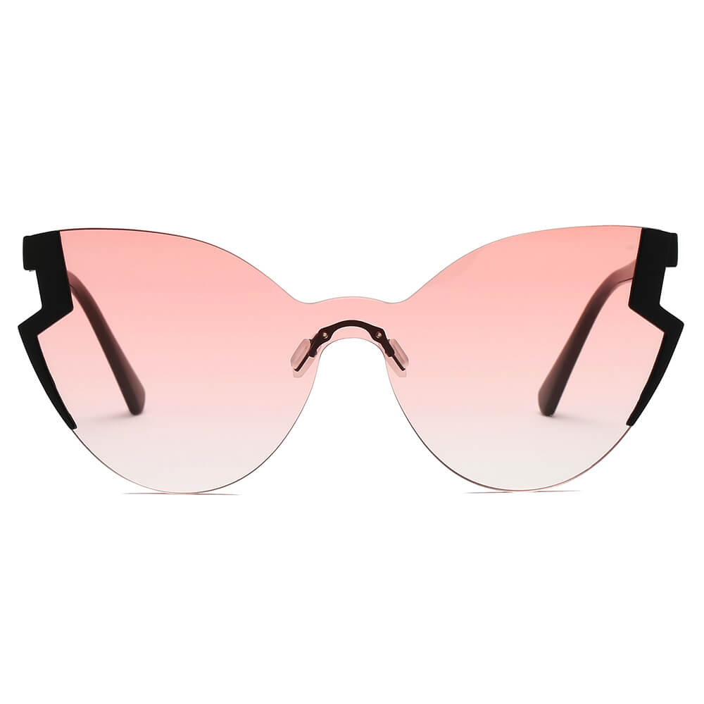 Kenike Decatur pink oversized cat eye sunglasses side view