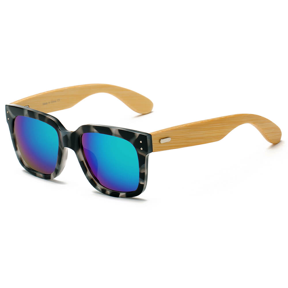 Kenike Medford purple green retro square fashion sunglasses front view