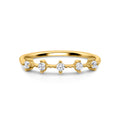 Celeste gold ring with simulated diamonds on white background