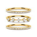 Celeste gold stacking ring set on white background