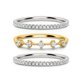 Celeste stacking ring set in silver and gold on white background