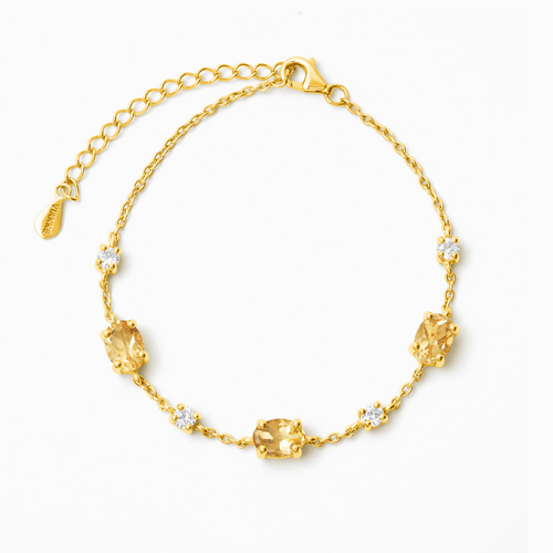 Citrine bracelet in 18k gold vermeil on white background