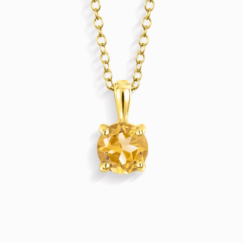 Vianne Jewellery citrine solitaire pendant necklace in 18k gold vermeil on white background