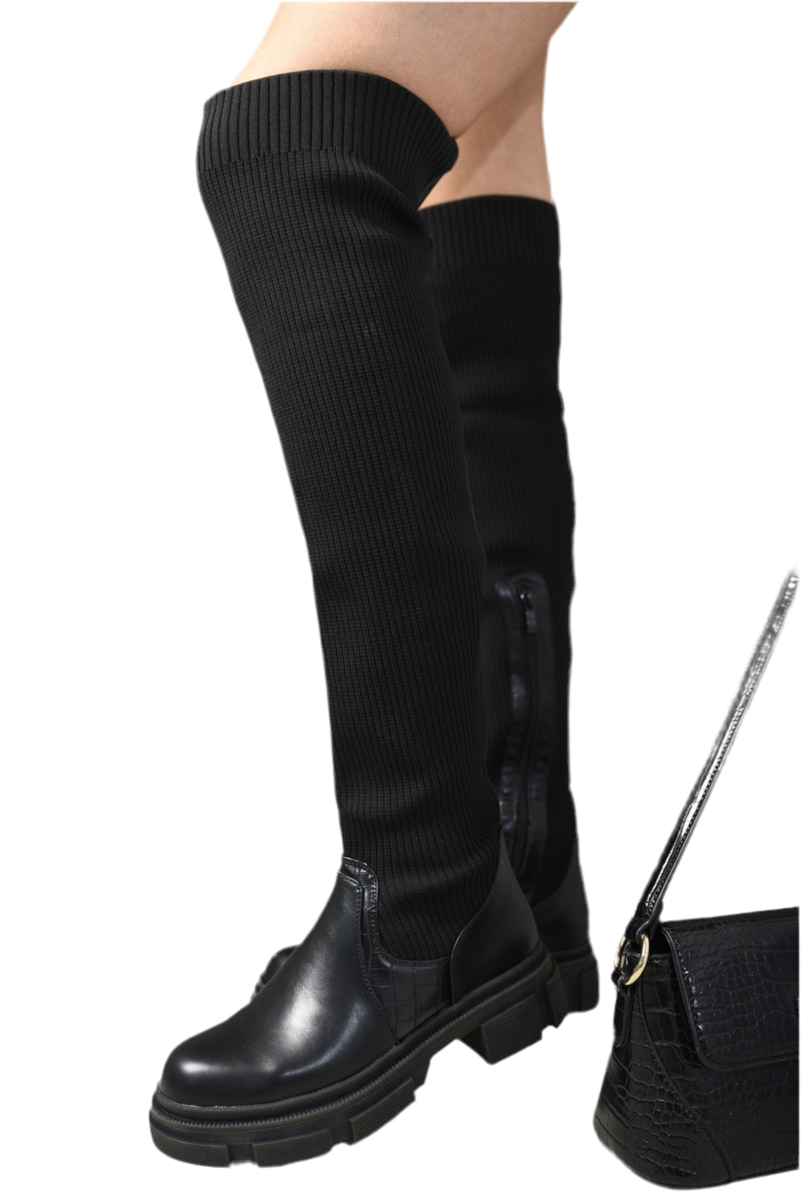 Kenike over-the-knee knitted boot shaft detail