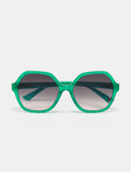 zoedepass Dolly Green Glitter hexagonal sunglasses front product image