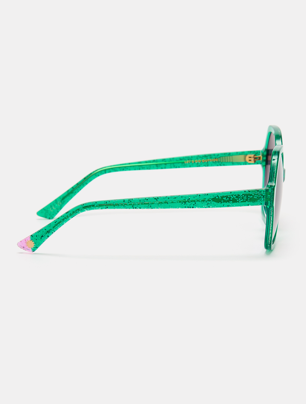 zoedepass Dolly Green Glitter hexagonal sunglasses side product image