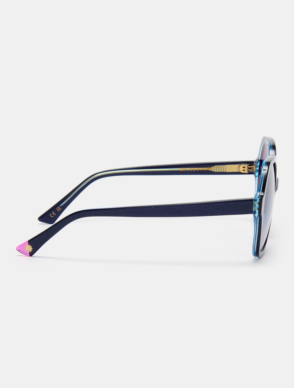 zoedepass Dolly Navy Shimmer hexagonal sunglasses side product image