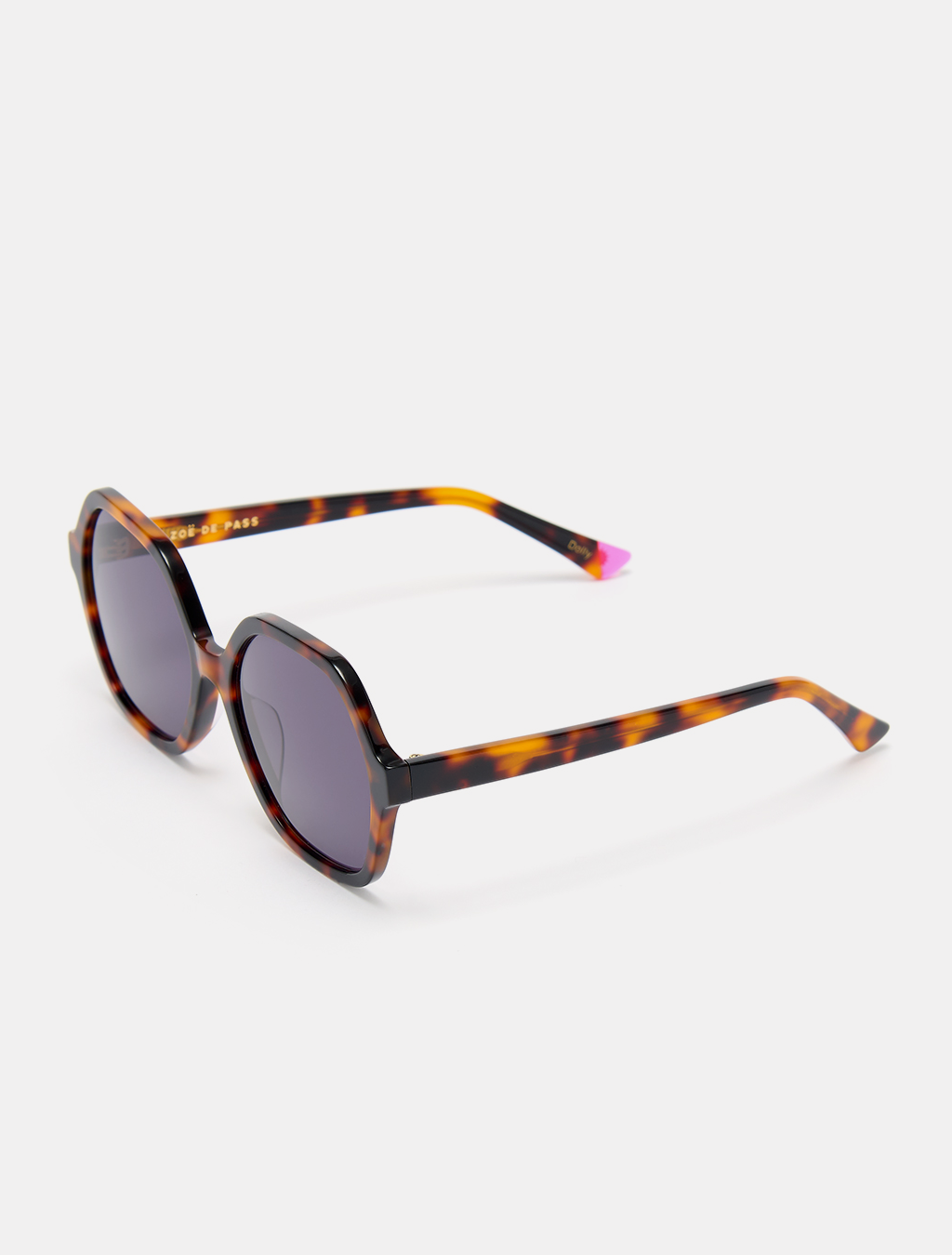 zoedepass Dolly Tortoise Shell hexagonal sunglasses three-quarter product image