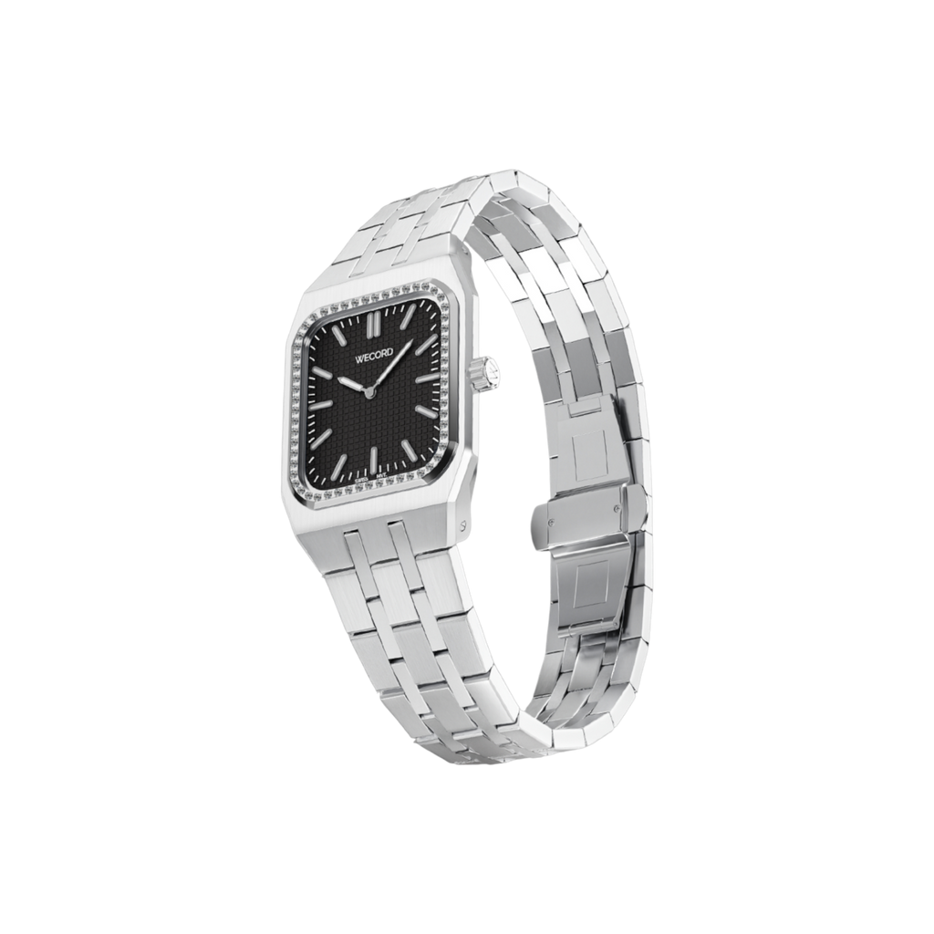 Wecord London Duke Small Diamond watch side view in Black