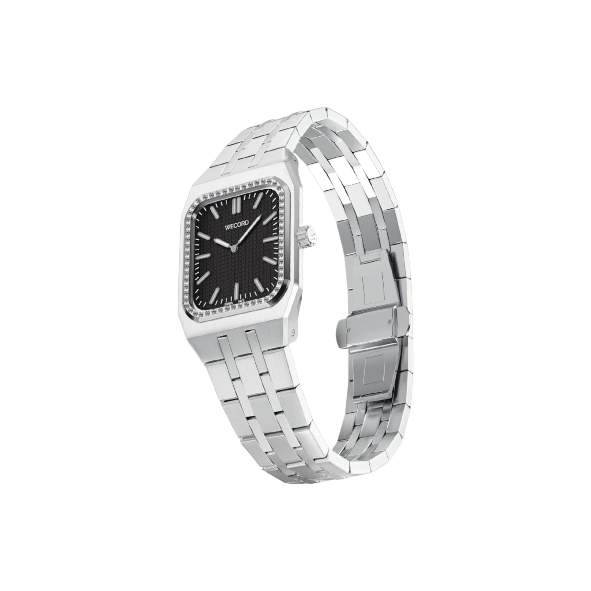 Wecord London Duke Small Diamond watch side view in Black