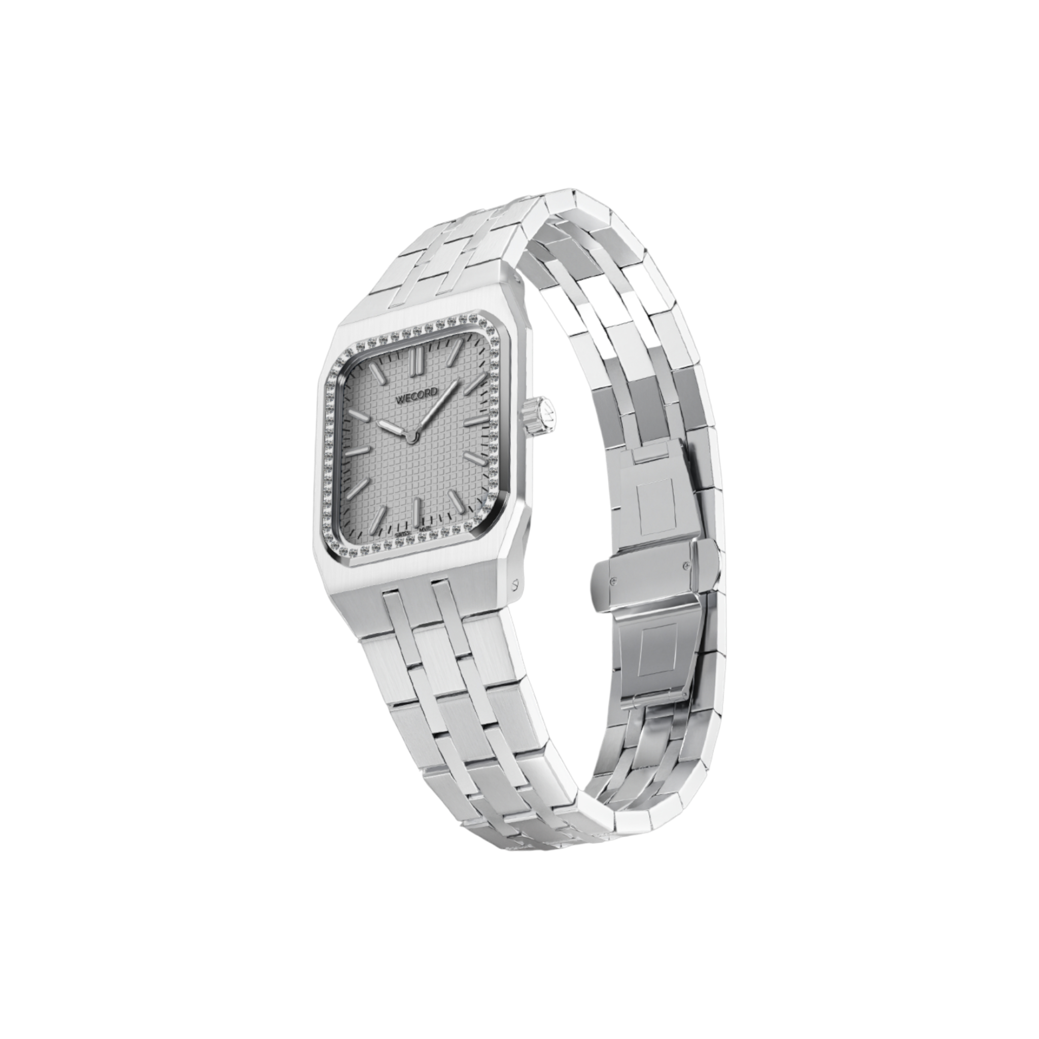 Wecord London Duke Small Diamond watch side view in Grey