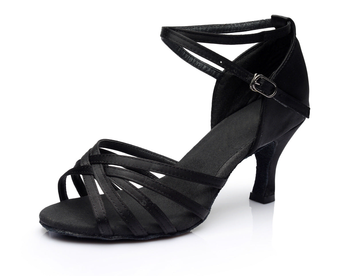 Kenike black Latin dance shoes ankle strap detail