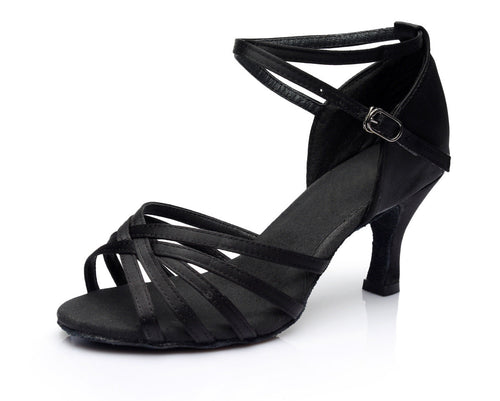 Kenike black Latin dance training shoes front view