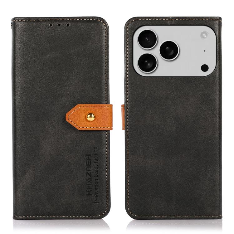 Mira Sales KHAZNEH dual-colour cowhide texture flip wallet iPhone 17 Pro case in black
