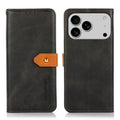 Mira Sales KHAZNEH dual-colour cowhide texture flip wallet iPhone 17 Pro case in black
