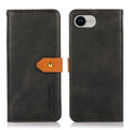 KHAZNEH dual-colour cowhide texture flip iPhone case in black for iPhone 17e or 16e