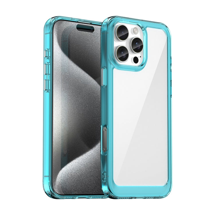 Colourful acrylic TPU iPhone case transparent blue for iPhone 16 Pro Max