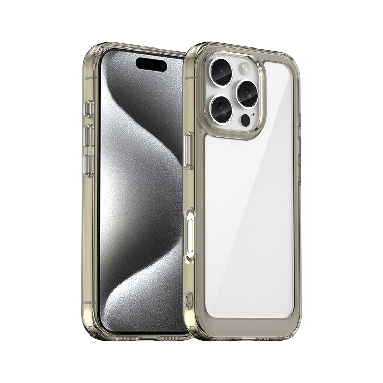 Colourful acrylic TPU iPhone case transparent grey for iPhone 16 Pro