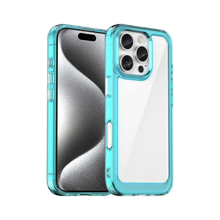Colourful acrylic TPU iPhone case transparent blue for iPhone 16 Pro