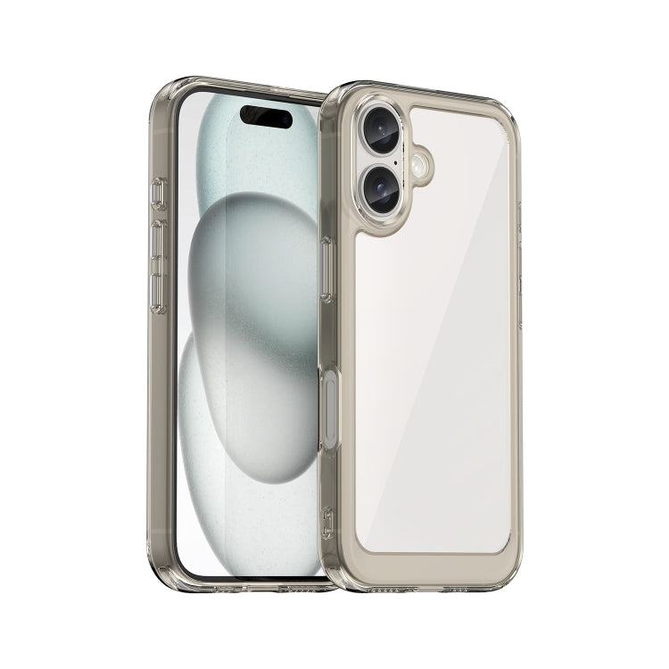 Colourful acrylic TPU iPhone case transparent grey for iPhone 16 Plus