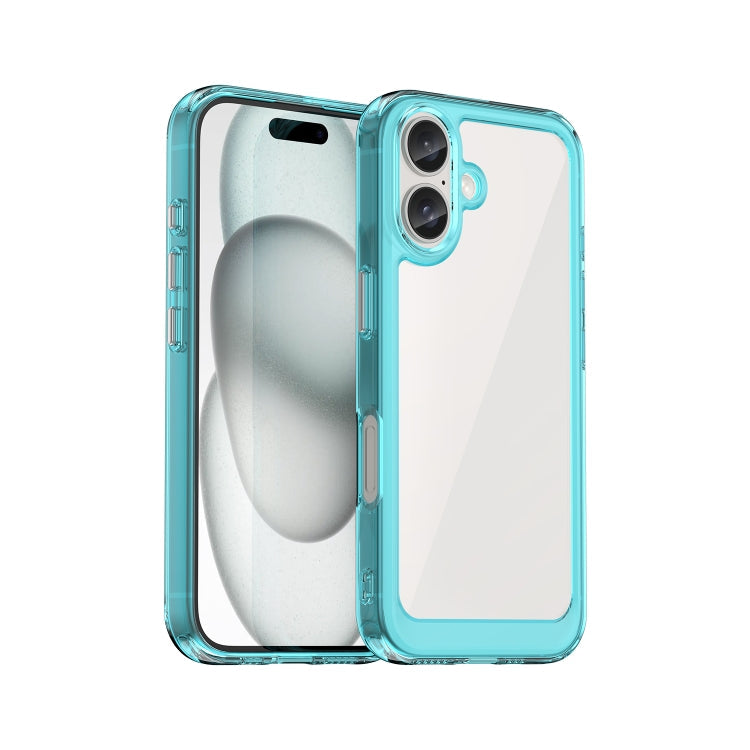 Colourful acrylic TPU iPhone case transparent blue for iPhone 16 Plus