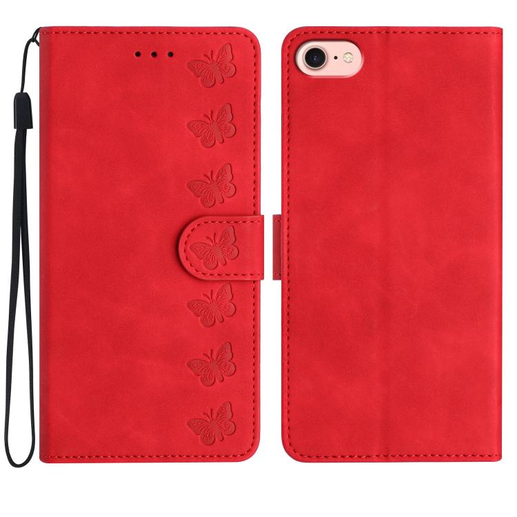 Seven butterflies iPhone wallet case in red for iPhone 16e and 17e