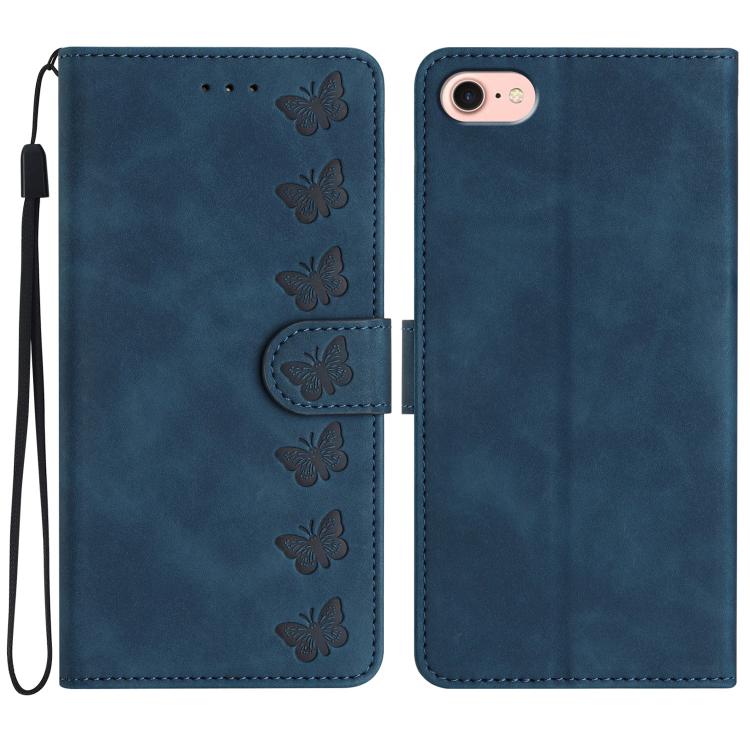 Seven butterflies iPhone wallet case in blue for iPhone 16e and 17e