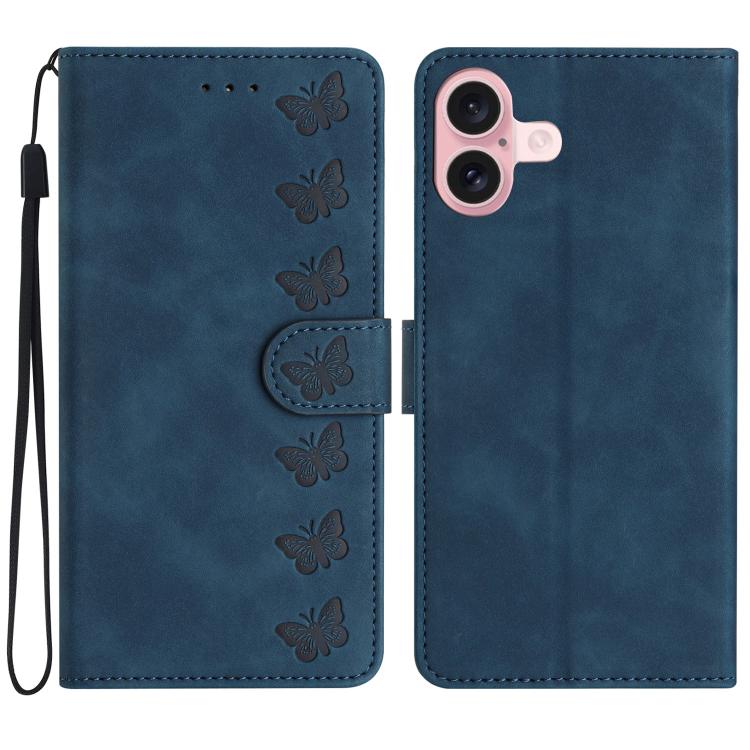 Seven butterflies iPhone wallet case in blue for iPhone 17