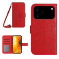 Skin Feel Sun Flower Embossed Flip Leather Phone Case with Lanyard, For iPhone 17 Pro, For iPhone 17