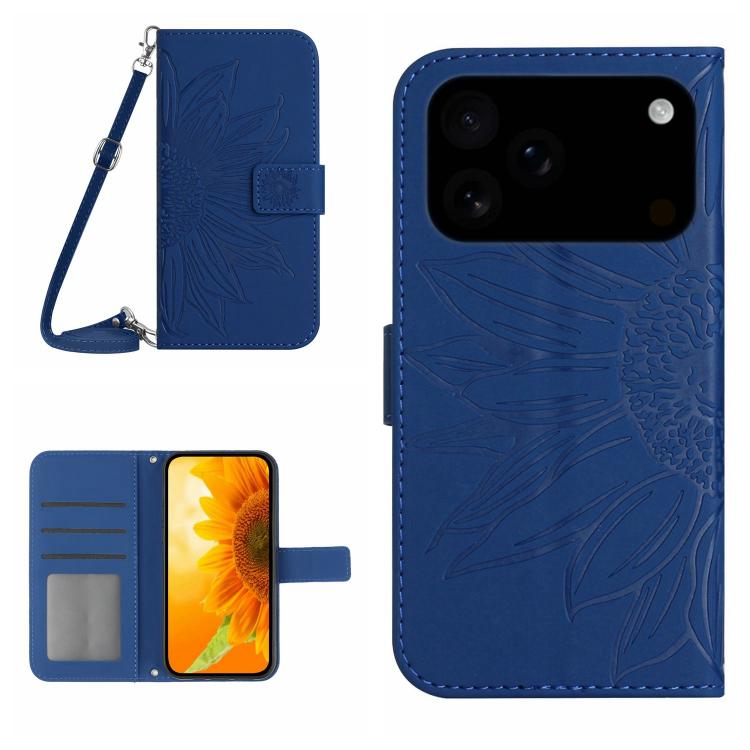 Dark Blue sunflower iPhone 17 Pro case