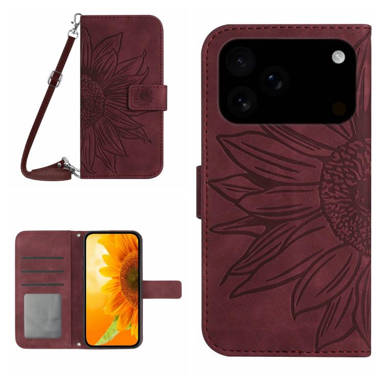 Wine Red sunflower iPhone 17 Pro case