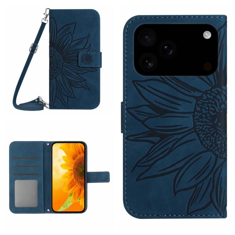 Inky Blue sunflower iPhone 17 Pro case