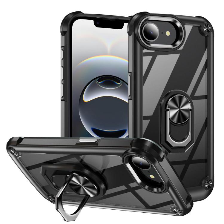 Ring holder lens protection TPU PC iPhone case black for iPhone 17e and 16e