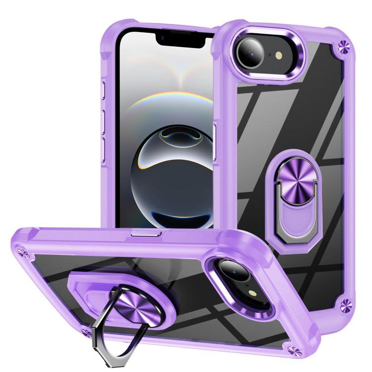 Ring holder lens protection TPU PC iPhone case purple for iPhone 17e and 16e