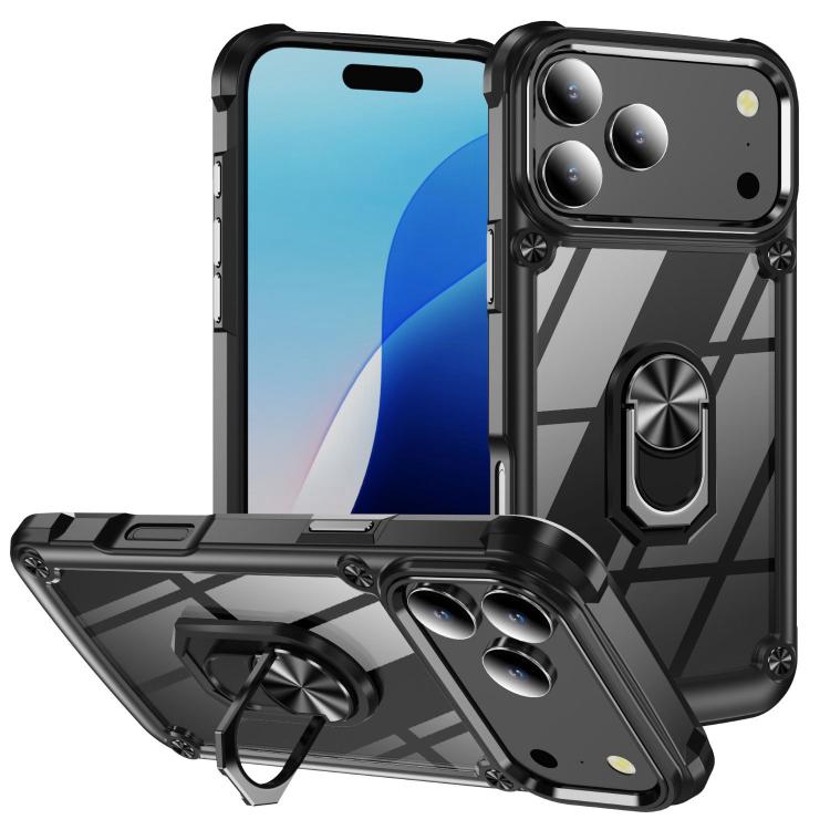 Ring holder lens protection TPU PC iPhone case black for iPhone 17 Pro Max