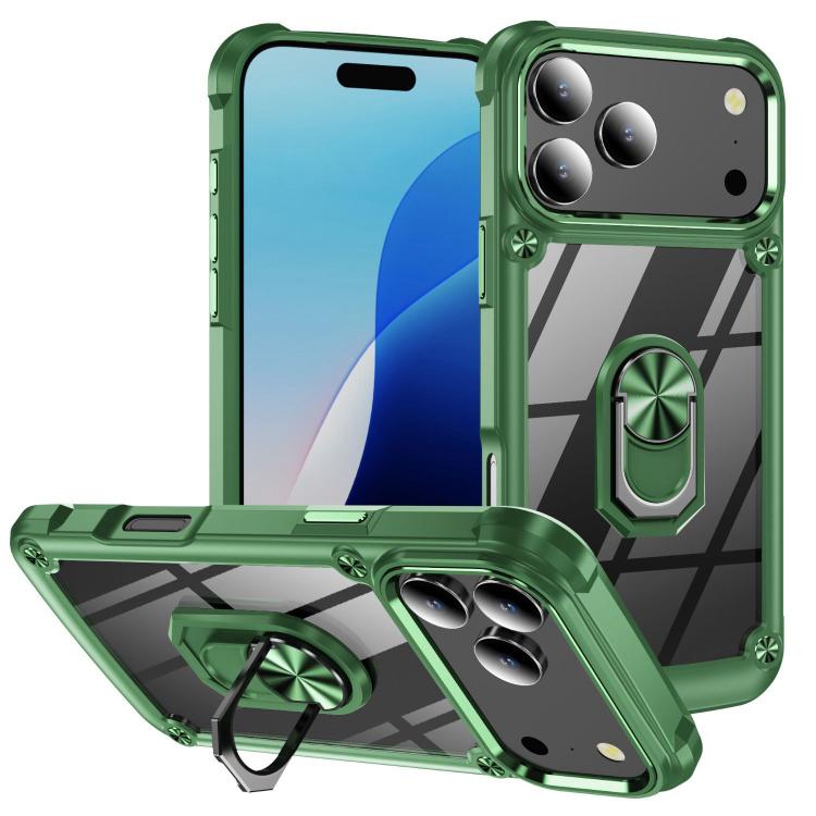 Ring holder lens protection TPU PC iPhone case green for iPhone 17 Pro Max