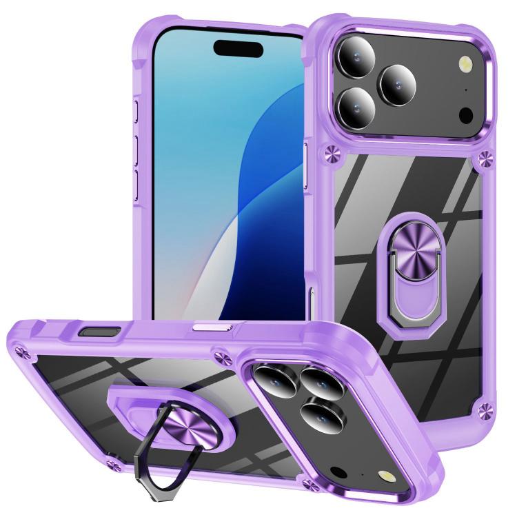 Ring holder lens protection TPU PC iPhone case purple for iPhone 17 Pro Max