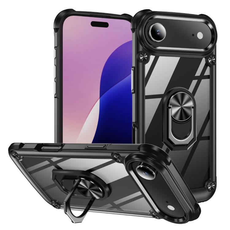 Ring holder lens protection TPU PC iPhone case black for iPhone Air
