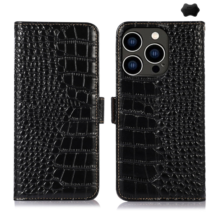 Black crocodile cowhide iPhone 16 Pro Max case