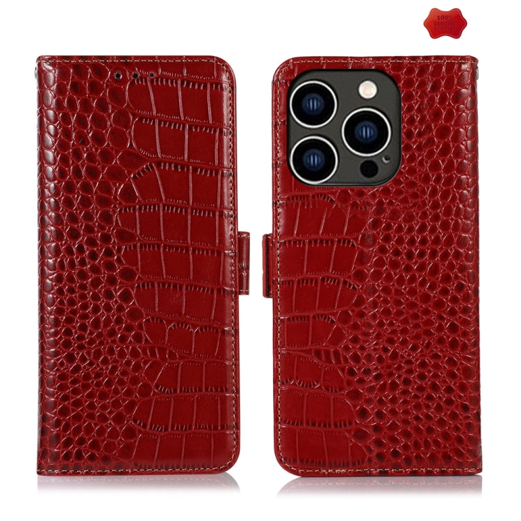 Red crocodile cowhide iPhone 16 Pro Max case