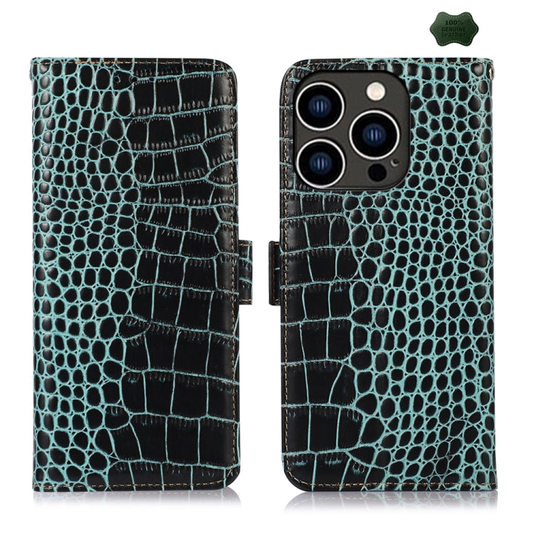 Green crocodile cowhide iPhone 16 Pro Max case