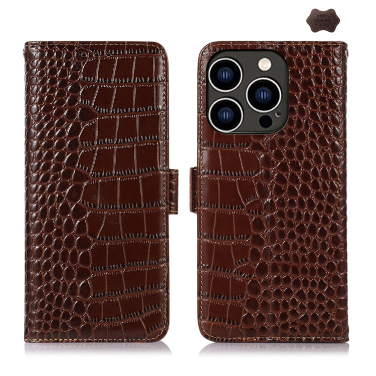 Brown crocodile cowhide iPhone 16 Pro Max case