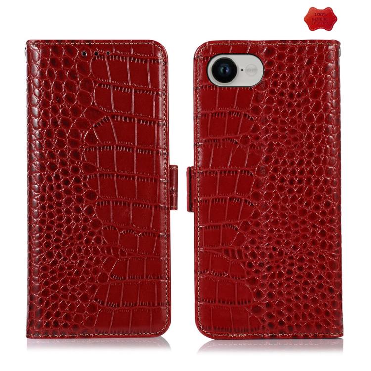 Red crocodile cowhide iPhone 16e 17e case